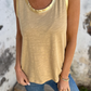 Tan Metallic Sheen Edge Scoop Neck Tank Top