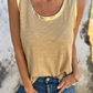 Tan Metallic Sheen Edge Scoop Neck Tank Top