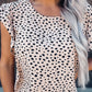 Leopard Spotted Print O-neck Ruffled Tank Top
