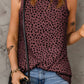 Red Leopard Print Round Neck Tank Top