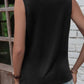 Black Laser Cut Slits Twist Front Tank Top