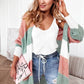 Green Colorblock Stripe Open-Front Cardigan