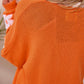 Orange Floral Print Knitted Open Front Loose Cardigan