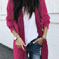 Rose Plaid Knitted Long Open Front Cardigan