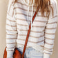 Cowl Neck Striped Print Drop Shoulder Sweater