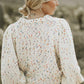 Beige Colorful Dots Cable Knit Crew Neck Sweater