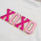 XOXO Glitter Print Round Neck Casual Sweater