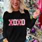 Black XOXO Glitter Print Round Neck Casual Sweater