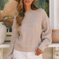 Parchment Cable Knit Sleeve Drop Shoulder Sweater