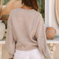 Parchment Cable Knit Sleeve Drop Shoulder Sweater