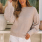 Parchment Cable Knit Sleeve Drop Shoulder Sweater