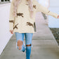 Parchment Lively Cheetah Print High Neck Split Hem Sweater