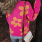 Rose Big Flower Pattern Mock Neck Long Sleeve Sweater