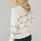 White Colorful Crossed Stitch Drop Shoulder Sweater