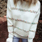 White Colorful Crossed Stitch Drop Shoulder Sweater