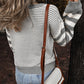 Grey Stripe Geometric Textured Drop Shoulder Sweater