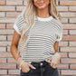 Black Stripe Ribbed Trim Loose Fit Knitted Sweater Vest