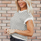 Black Stripe Ribbed Trim Loose Fit Knitted Sweater Vest