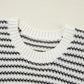 Black Stripe Ribbed Trim Loose Fit Knitted Sweater Vest