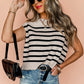 Apricot Stripe Boxy Knitted Round Neck Sweater Tank