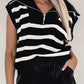 Black Stripe Zipped Collar Knit Sweater Tank