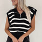 Black Stripe Zipped Collar Knit Sweater Tank