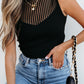 Black Ribbed Texture Mesh Cutout Knitted Sweater Vest