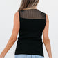 Black Ribbed Texture Mesh Cutout Knitted Sweater Vest