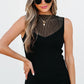 Black Ribbed Texture Mesh Cutout Knitted Sweater Vest