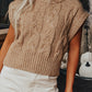 Light French Beige Cap Sleeve Cable Knit Sweater