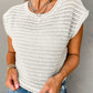 White Hollow Out Knit Cap Sleeve Sweater