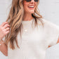 White Fuzzy Eyelet Knitted Sweater T-shirt