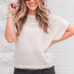 White Fuzzy Eyelet Knitted Sweater T-shirt