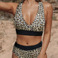 Leopard Print Criss Cross Back Bikini Set