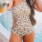 Leopard Print One Shoulder Hollow-out One-Piece Swimsuit