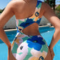 Green Floral Print Ruched Cut Out One Shoulder Monokini