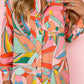 Multicolor Geometric Abstract Print Long Sleeve Shirt Dress