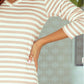 Khaki Striped V-neck Long Sleeve Casual Dress
