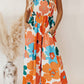 Orange Floral Self Tied Straps Smocked Bust Maxi Dress