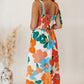 Orange Floral Self Tied Straps Smocked Bust Maxi Dress