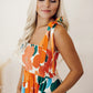 Orange Floral Self Tied Straps Smocked Bust Maxi Dress