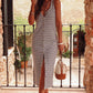 White Striped Print Sleeveless Buttoned Maxi Dress