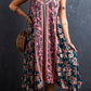 Pink Bohemian Floral Patchwork Print Long Sundress