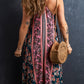 Pink Bohemian Floral Patchwork Print Long Sundress