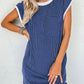 Sail Blue Rib Textured Cap Sleeve T-Shirt Dress