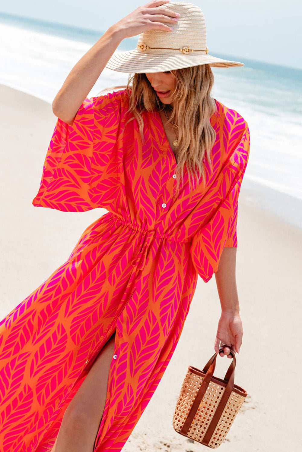 Orange chain print dress best sale