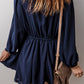 Navy Blue Solid Chest Pockets Tunic Shirt Mini Dress