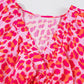 Pink Leopard Print Elasticated V Neck 3/4 Puff Sleeve Dress