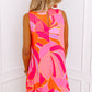 Rose Abstract Floral Print Sleeveless Shift Mini Dress