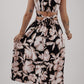 Black Floral Cutout Square Neck Knot Back Sleeveless Maxi Dress